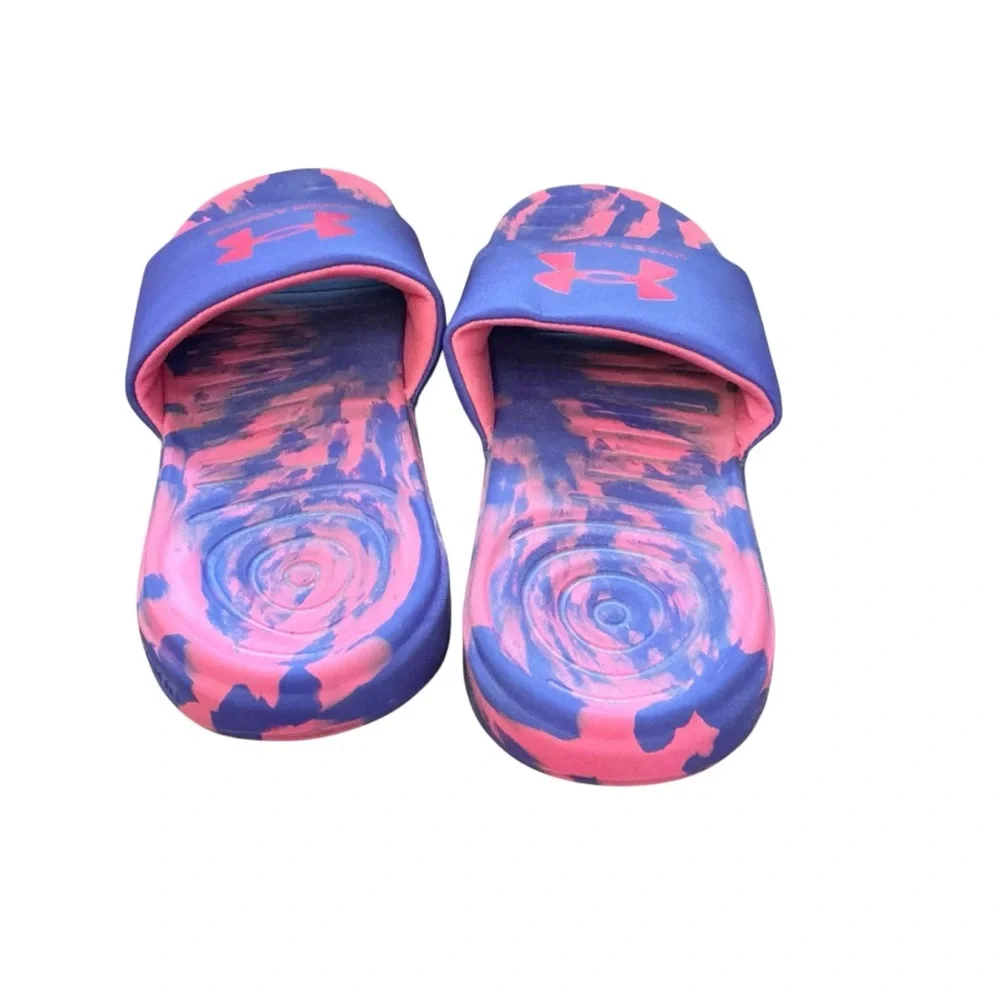 Under Armour Pink and Blue Slide Sandals‎ Size 5Y